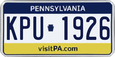 PA license plate KPU1926