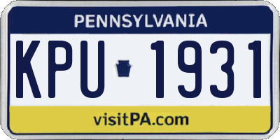 PA license plate KPU1931