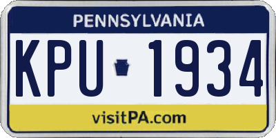 PA license plate KPU1934