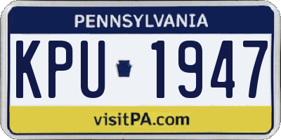 PA license plate KPU1947