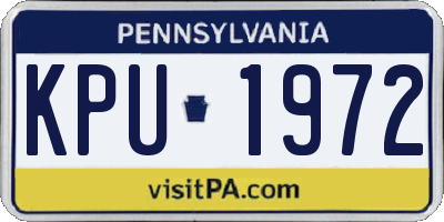 PA license plate KPU1972