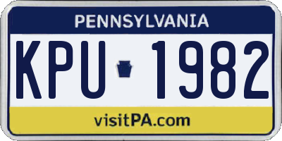 PA license plate KPU1982