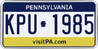 PA license plate KPU1985