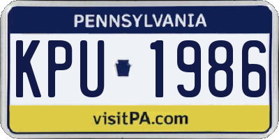 PA license plate KPU1986