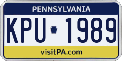 PA license plate KPU1989