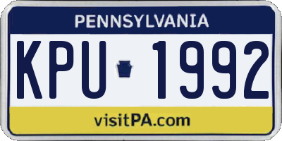 PA license plate KPU1992