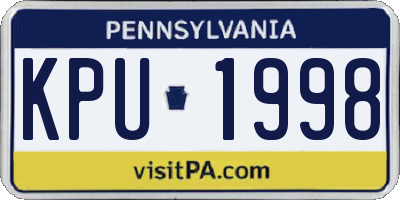 PA license plate KPU1998