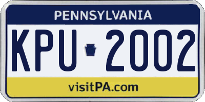 PA license plate KPU2002