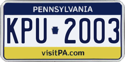 PA license plate KPU2003