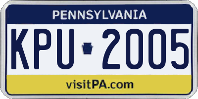 PA license plate KPU2005