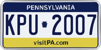 PA license plate KPU2007