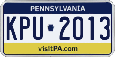 PA license plate KPU2013