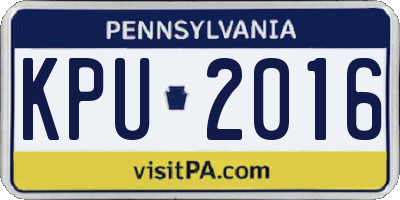 PA license plate KPU2016