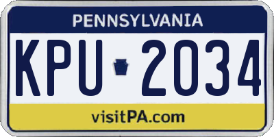 PA license plate KPU2034