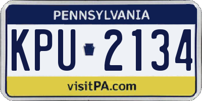 PA license plate KPU2134