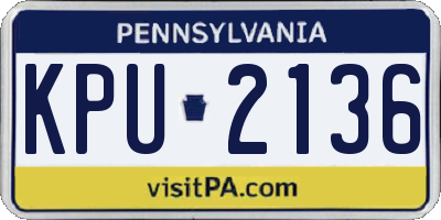 PA license plate KPU2136