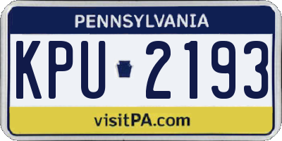 PA license plate KPU2193