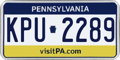 PA license plate KPU2289
