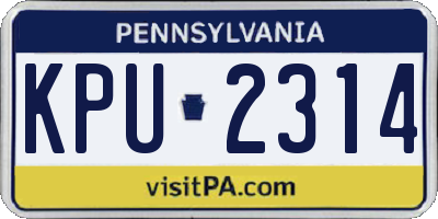 PA license plate KPU2314