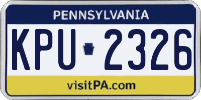PA license plate KPU2326