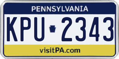 PA license plate KPU2343