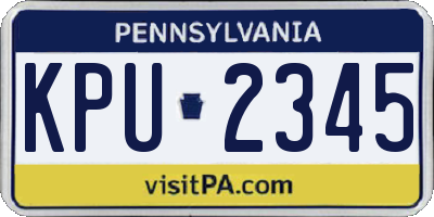 PA license plate KPU2345