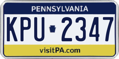 PA license plate KPU2347