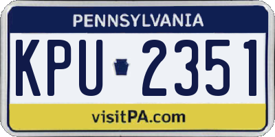PA license plate KPU2351