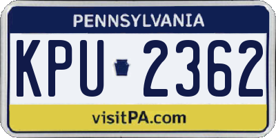 PA license plate KPU2362