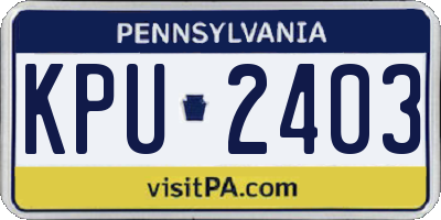 PA license plate KPU2403