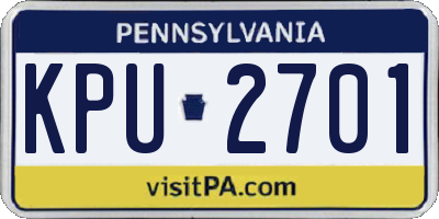 PA license plate KPU2701