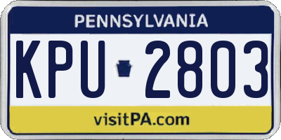 PA license plate KPU2803