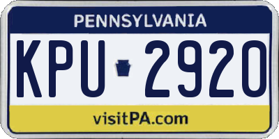 PA license plate KPU2920