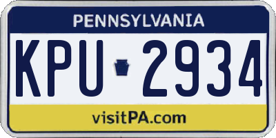 PA license plate KPU2934