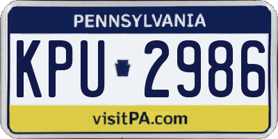 PA license plate KPU2986