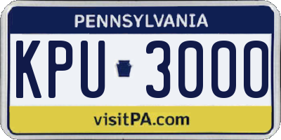 PA license plate KPU3000