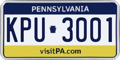 PA license plate KPU3001