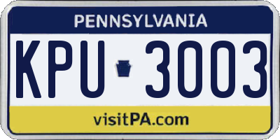 PA license plate KPU3003