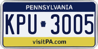PA license plate KPU3005