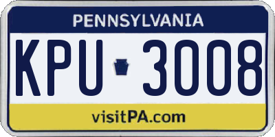 PA license plate KPU3008