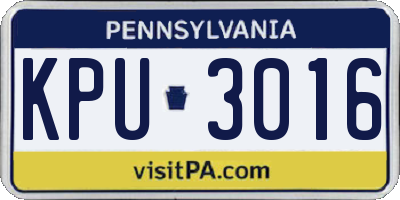 PA license plate KPU3016