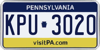 PA license plate KPU3020