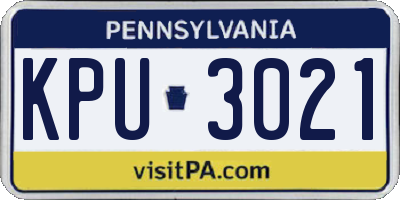 PA license plate KPU3021