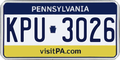 PA license plate KPU3026
