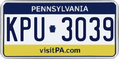 PA license plate KPU3039