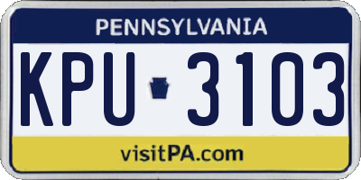 PA license plate KPU3103