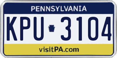 PA license plate KPU3104