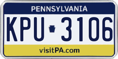 PA license plate KPU3106
