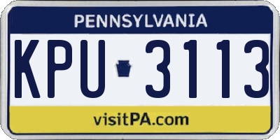 PA license plate KPU3113