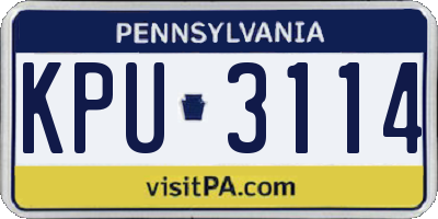 PA license plate KPU3114